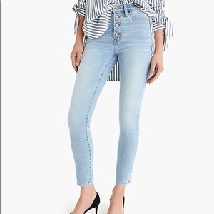 J.Crew 9” high-rise toothpick jean in Leddy wash